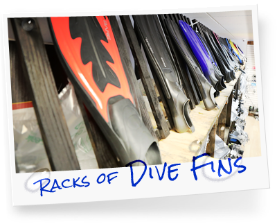 Hundreds of wetsuits, BCDs, masks, dive computers, wetsuits and other gear we carry in store image