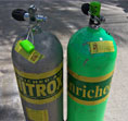 Picture of nitrox (enriched air) tanks ready to go